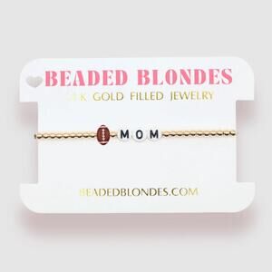NEW BEADED BLONDES women's football mom bracelet in gold